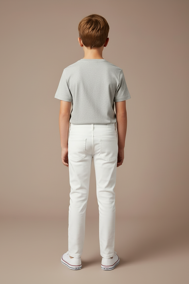 Pantalon Blanc Enfant Slim Coton Décontracté - Jean - vue 2
