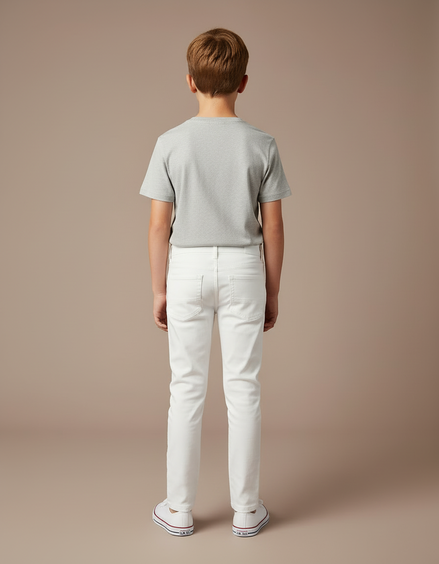 Pantalon Blanc Enfant Slim Coton Décontracté - Jean - vue 2