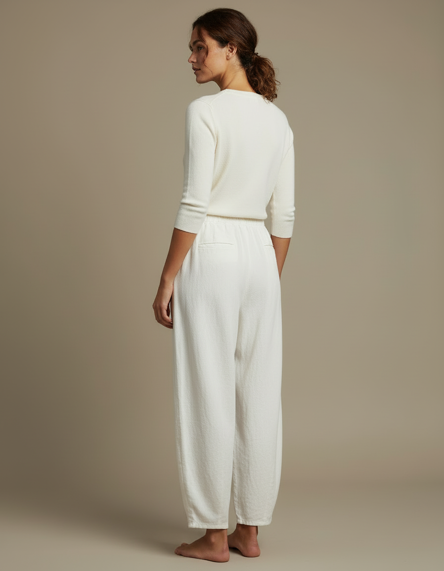 Pantalon Sarouel Femme Blanc - Lin - vue 2