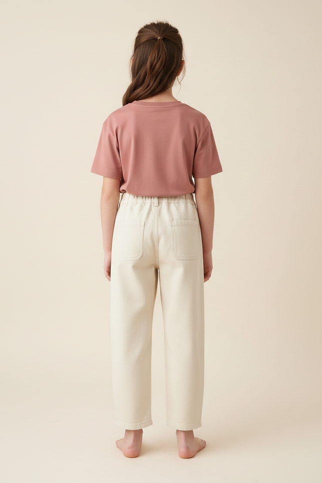 Pantalon Blanc Canvas Ample Mickey Décontracté Enfant - Beige Toile - vue 2