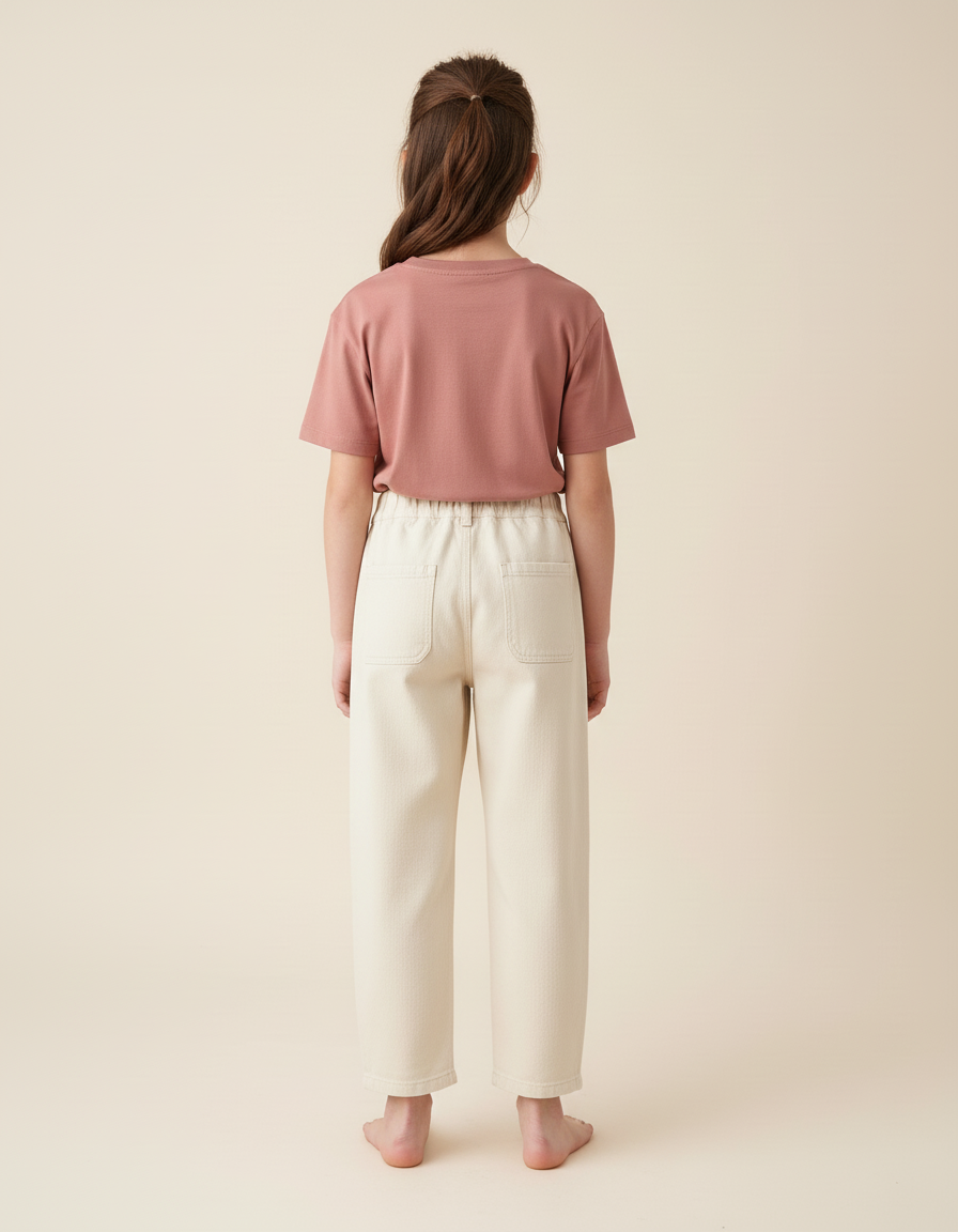 Pantalon Blanc Canvas Ample Mickey Décontracté Enfant - Beige Toile - vue 2