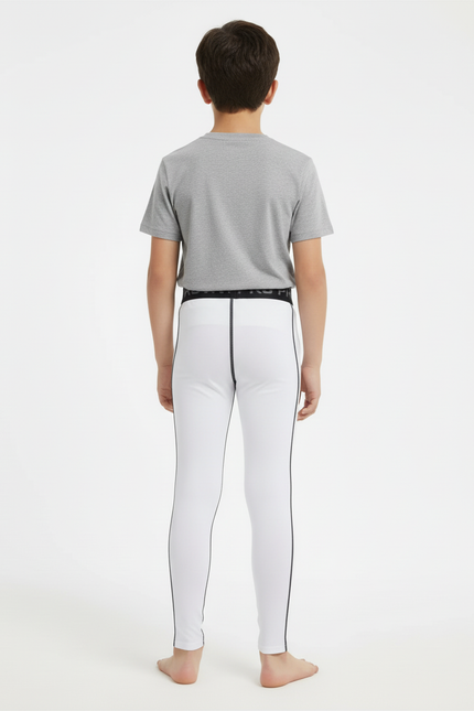 Pantalon Blanc Compression Athlétique Fitness Garçon - Polyester - vue 2