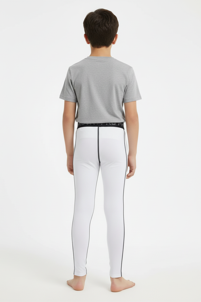 Pantalon Blanc Compression Athlétique Fitness Garçon - Polyester - vue 2