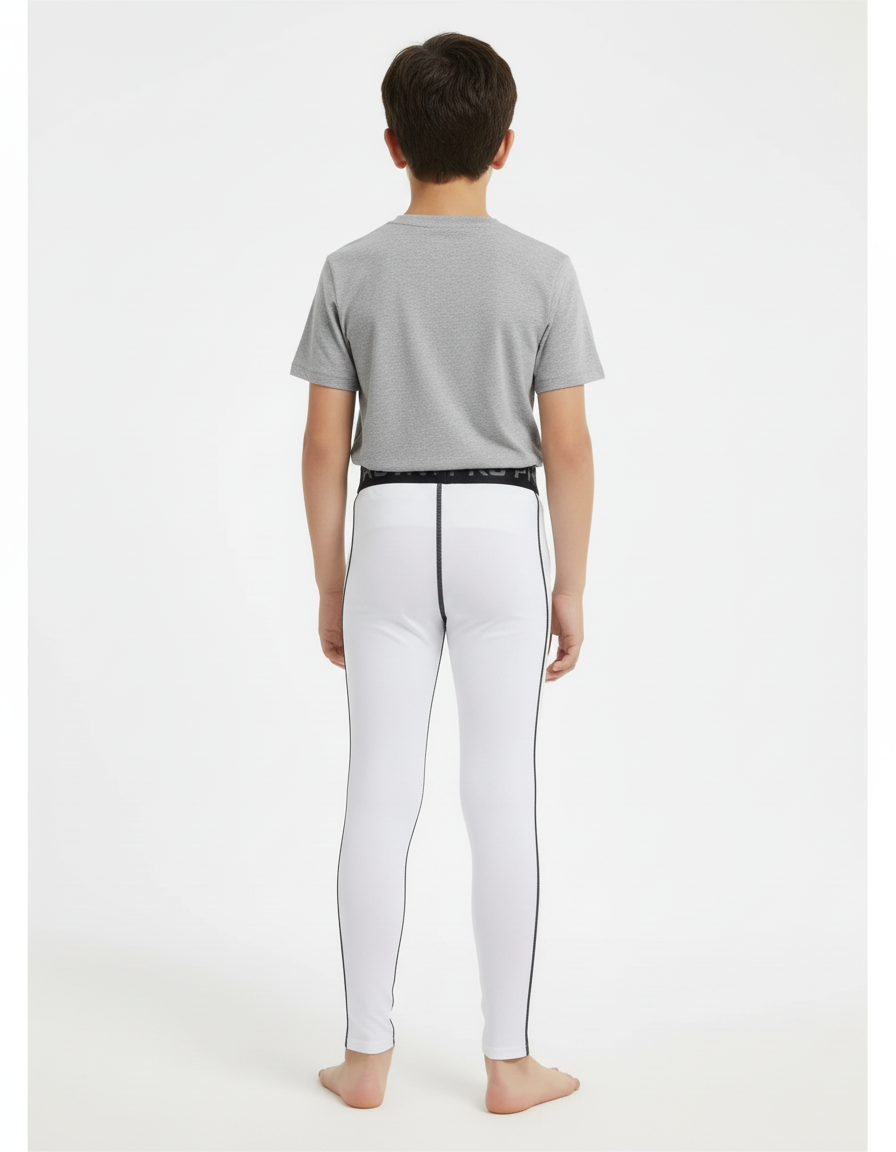 Pantalon Blanc Compression Athlétique Fitness Garçon - Polyester - vue 2