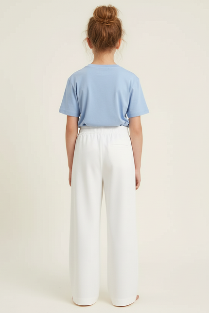 Pantalon Fluide Blanc Et Bleu - Molleton - vue 2