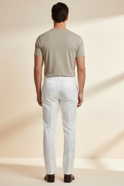 Pantalon Blanc Homme Mariage - Satin - vue 2