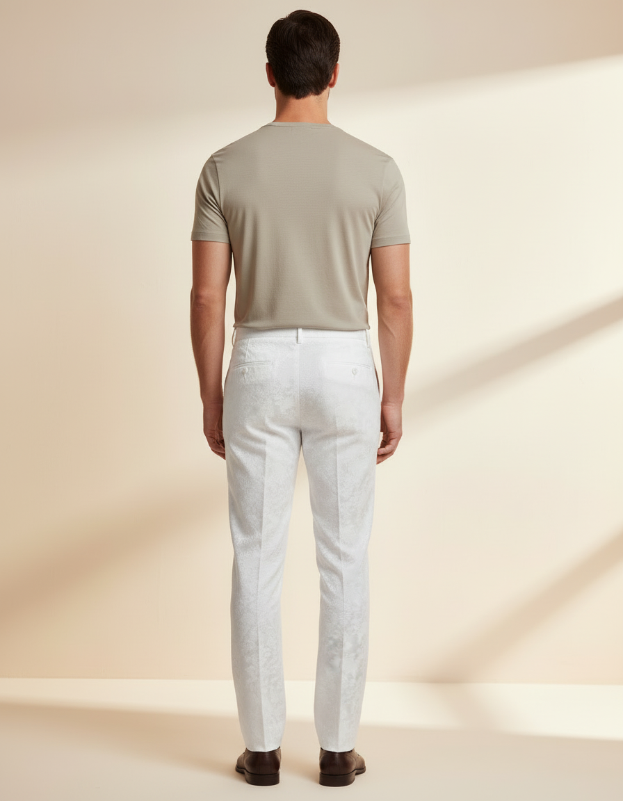 Pantalon Blanc Homme Mariage - Satin - vue 2