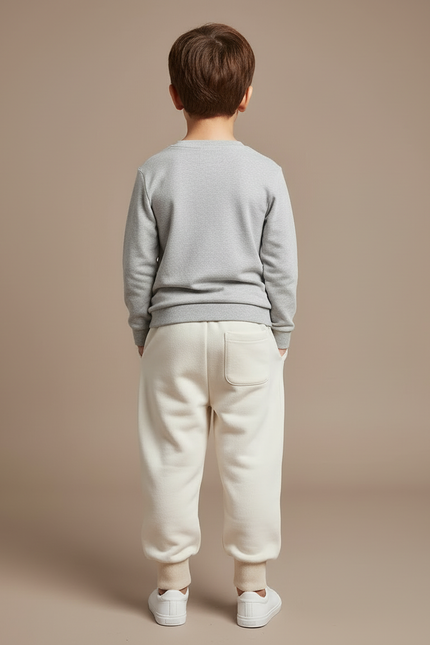 Pantalon Blanc Harem Coton Unisexe Décontracté - Beige Molleton - vue 2