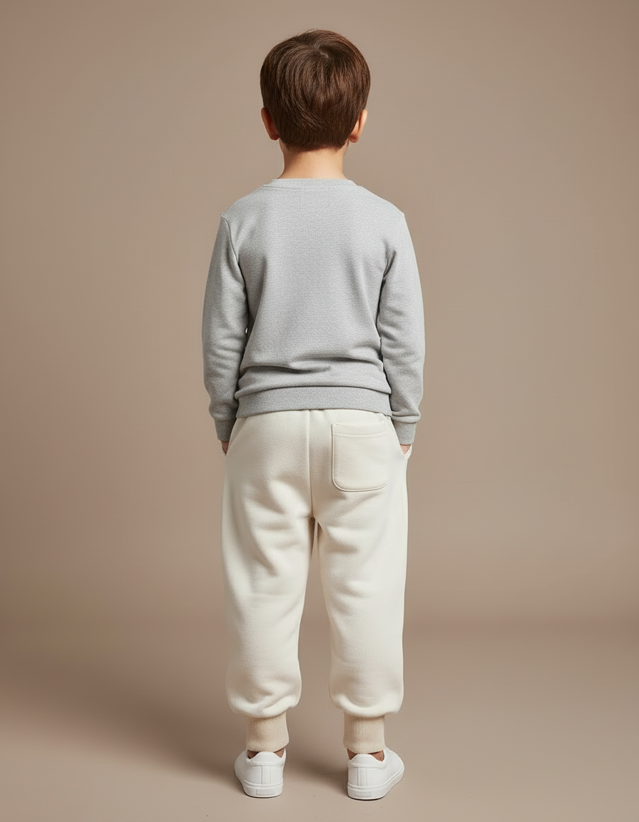 Pantalon Blanc Harem Coton Unisexe Décontracté - Beige Molleton - vue 2