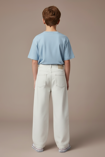 Pantalon Blanc Ample Décontracté Jean Garçon - vue 2