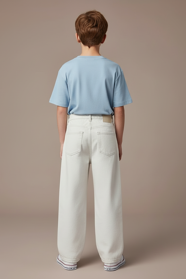 Pantalon Blanc Ample Décontracté Jean Garçon - vue 2