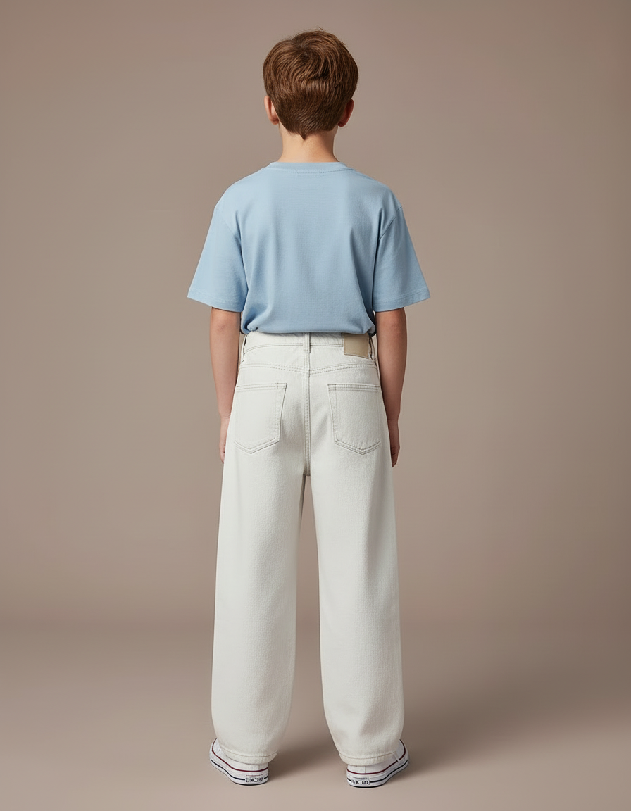 Pantalon Blanc Ample Décontracté Jean Garçon - vue 2