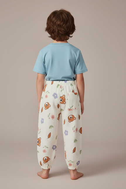 Pantalon Blanc Ballon - Imprimé Coton - vue 2