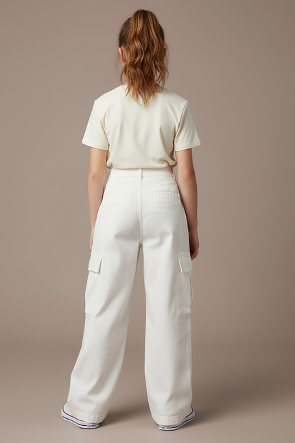 Pantalon Militaire Blanc - Toile - vue 2