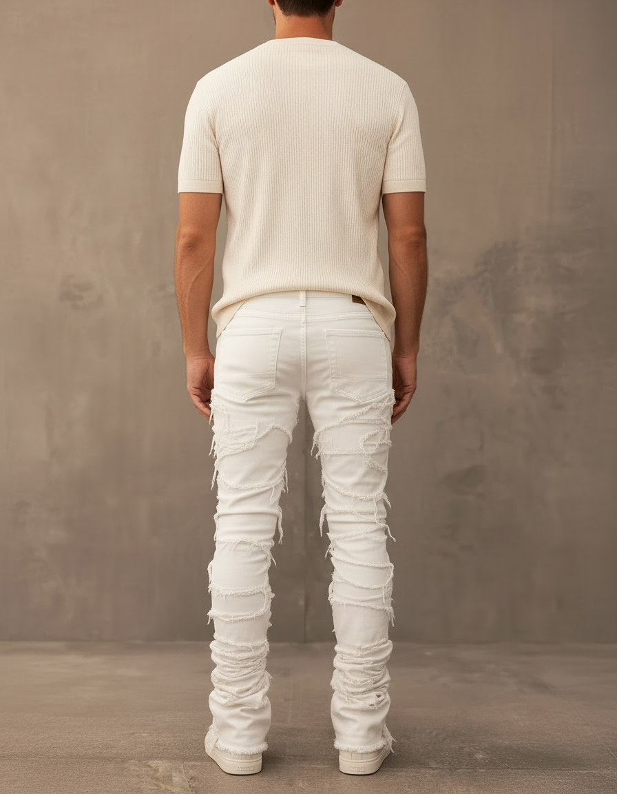 Pantalon Blanc Déchiré - Jean - vue 2
