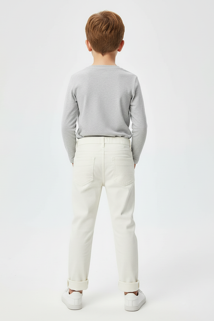Pantalon Blanc Coton Droit Enfant Garçon Décontracté - vue 2