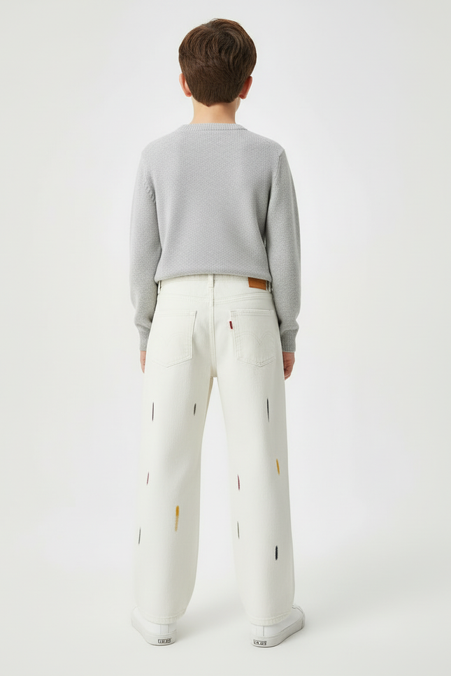 Pantalon Blanc Ample Coton Peint Garçon - vue 2