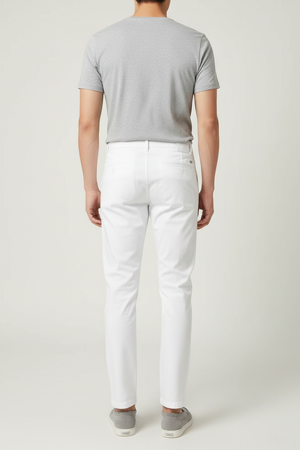 Pantalon Blanc Homme Décontracté Slim Coton - vue 2