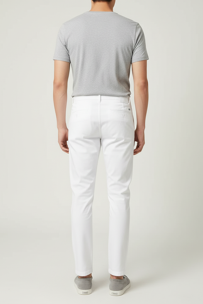 Pantalon Blanc Homme Décontracté Slim Coton - vue 2