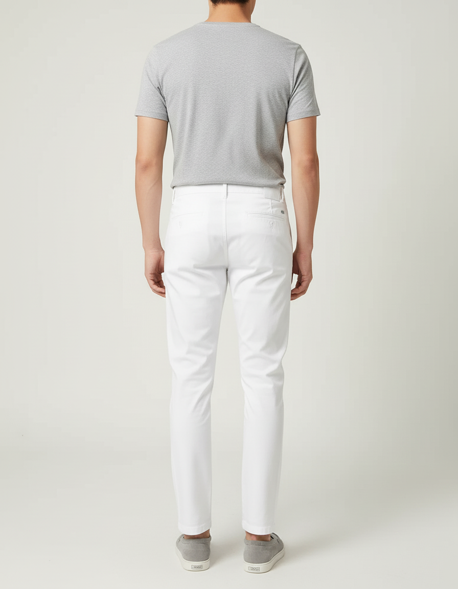 Pantalon Blanc Homme Décontracté Slim Coton - vue 2