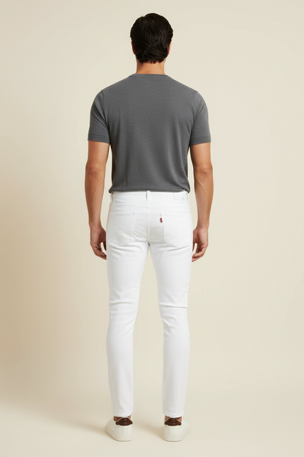 Pantalon Blanc Homme Skinny Stretch Denim Décontracté - Jean - vue 2
