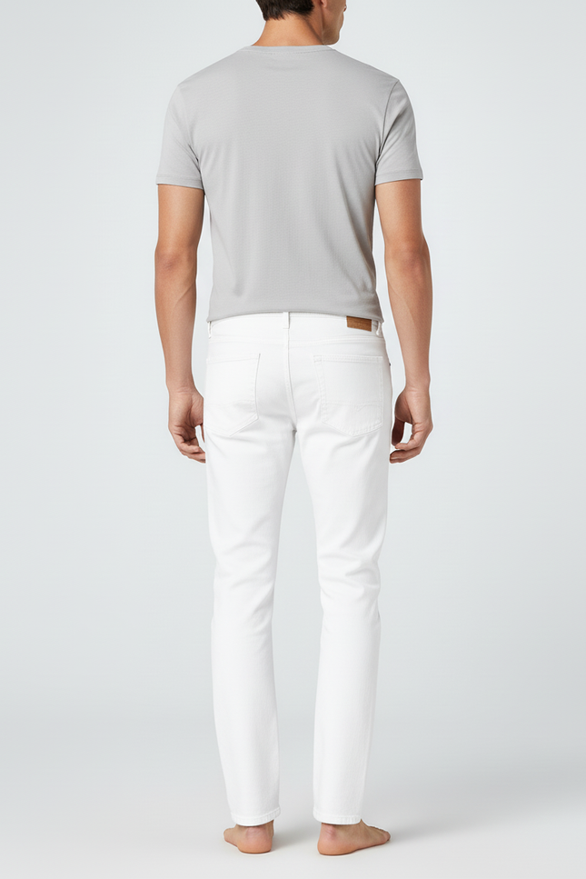 Pantalon Blanc Coton Slim Stretch Homme Décontracté - vue 2