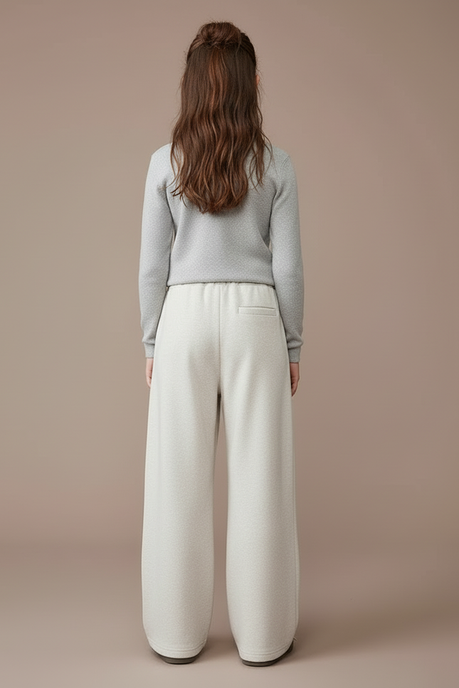 Pantalon Blanc Ample Droit Confortable Enfant Décontracté - Beige Molleton - vue 2