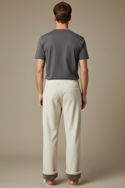 Pantalon Blanc Côtelé Décontracté Chaud Homme - Beige Cordé - vue 2