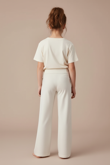 Pantalon Blanc Ample Décontracté Confortable Cordon Fille - Molleton - vue 2
