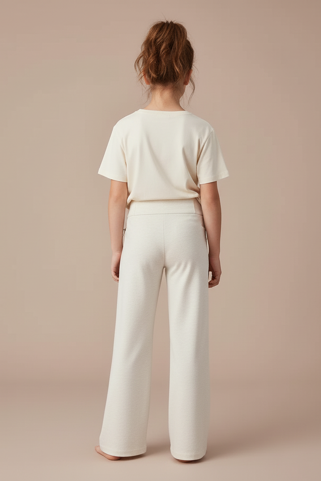 Pantalon Blanc Ample Décontracté Confortable Cordon Fille - Molleton - vue 2