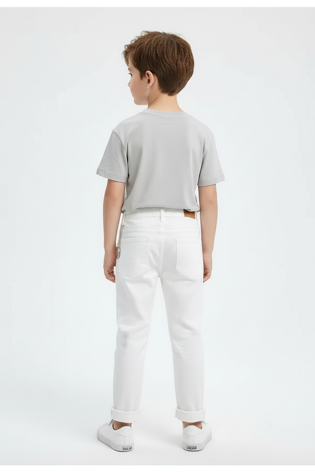 Pantalon Blanc Enfant Coton Décontracté Élastique - vue 2