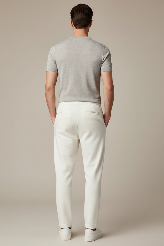 Pantalon Blanc Cordon Molletonné Confortable Décontracté Homme - vue 2