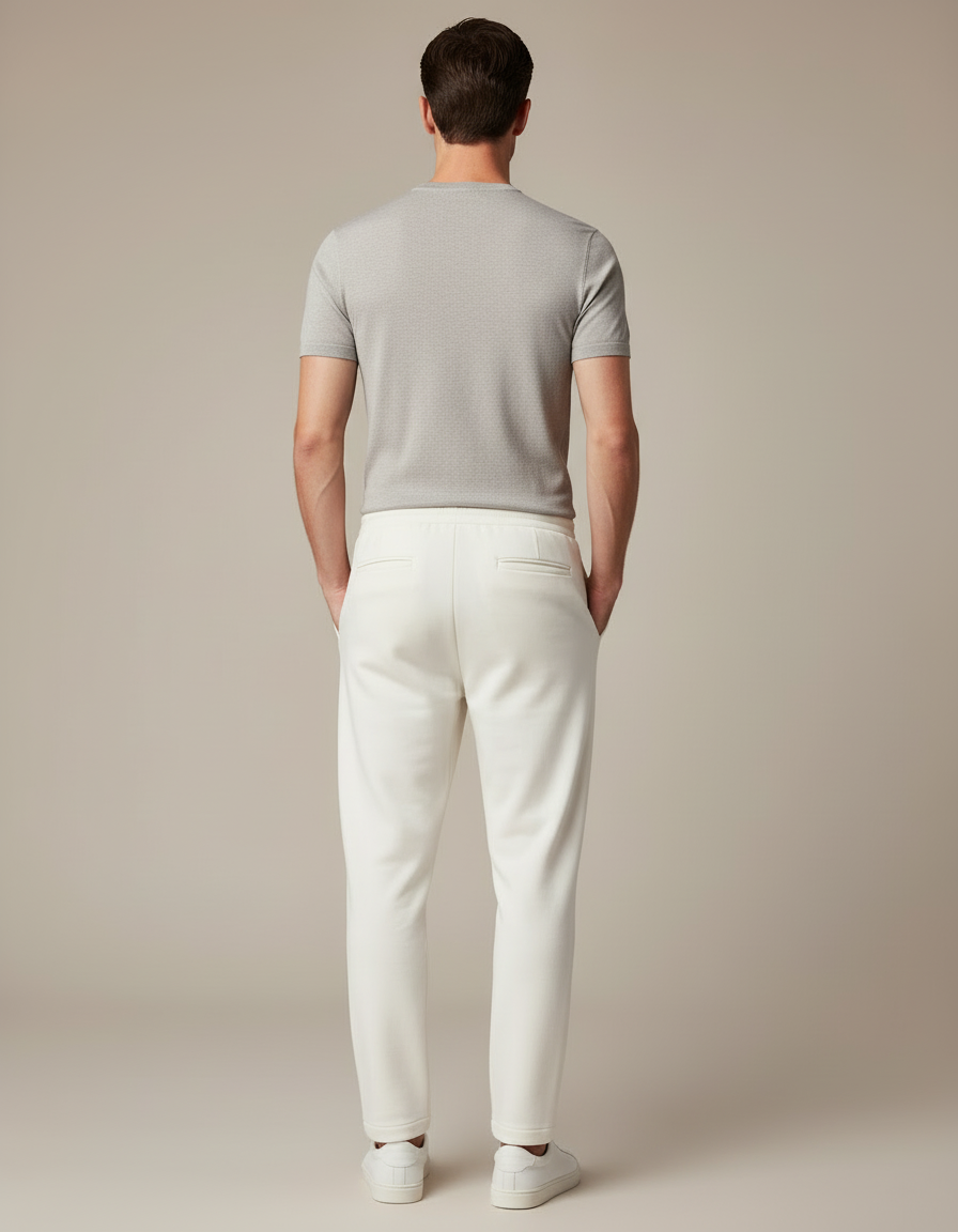Pantalon Blanc Cordon Molletonné Confortable Décontracté Homme - vue 2