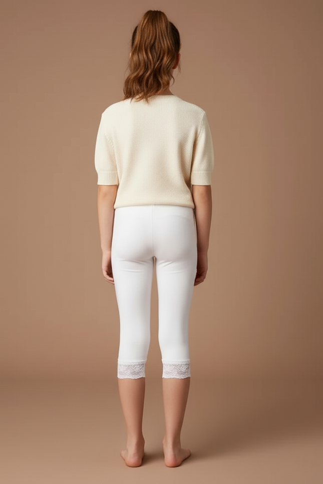 Pantalon Capri Blanc - Maille - vue 2