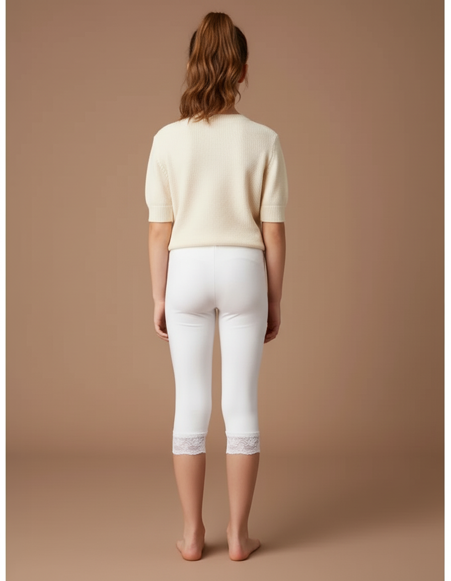 Pantalon Capri Blanc - Maille - vue 2