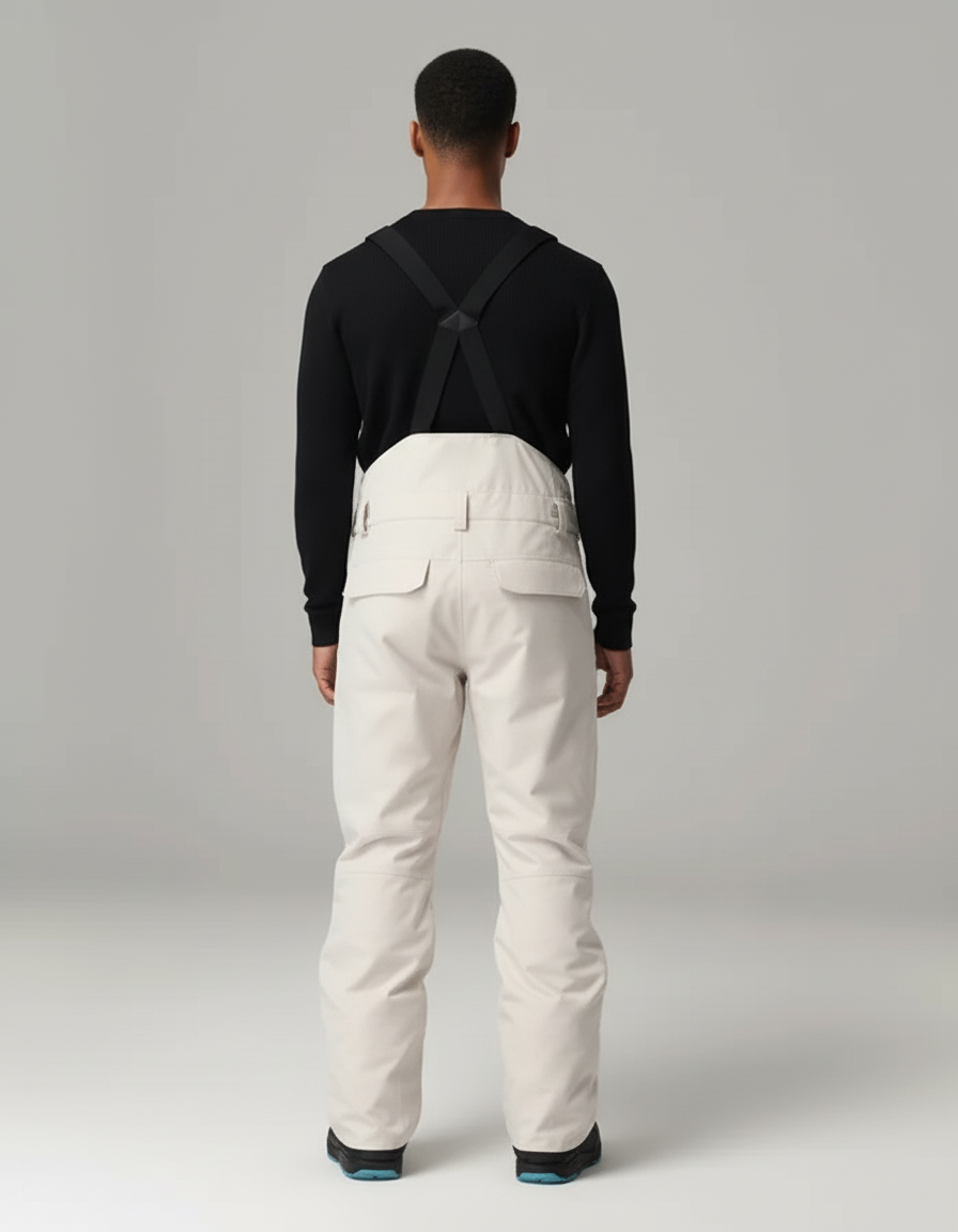 Pantalon Blanc Salopette Ski Imperméable Coupe-vent Homme - Beige Polyester - vue 2