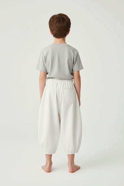 Pantalon Blanc Ample Élastique Coton Enfant Garçon - vue 2