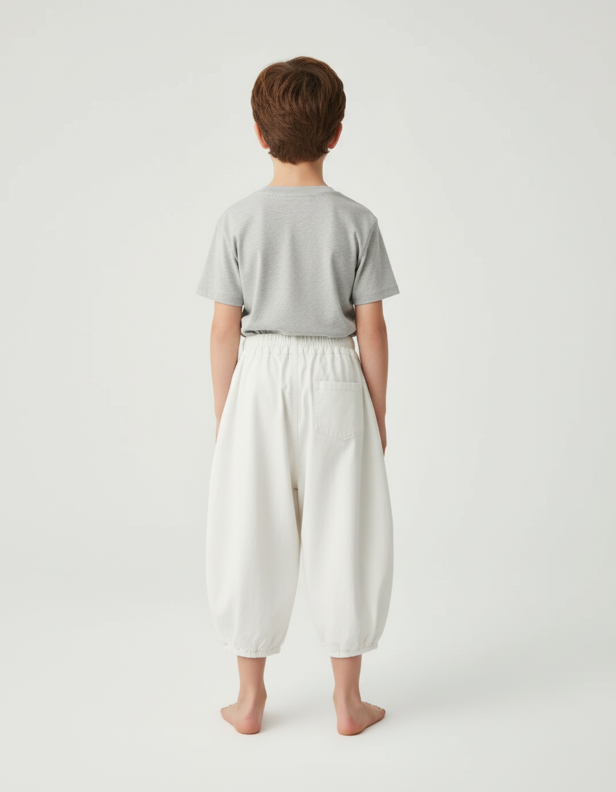 Pantalon Blanc Ample Élastique Coton Enfant Garçon - vue 2