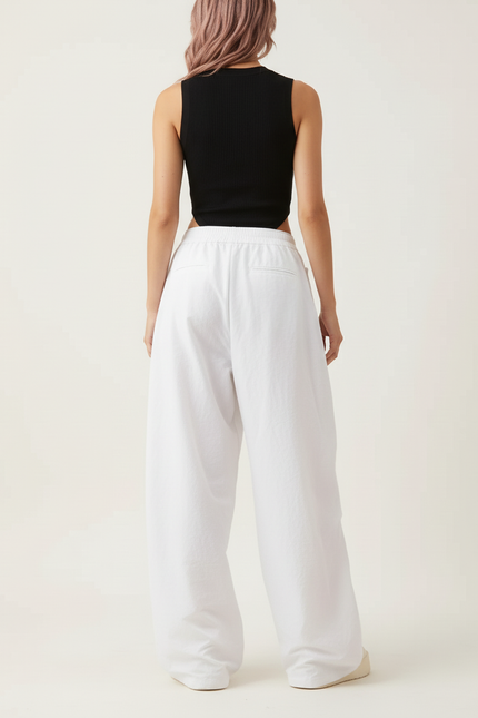 Pantalon Blanc Taille Basse Femme - Polyester - vue 2