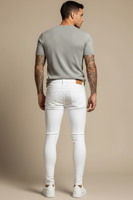Pantalon Blanc Déchiré Skinny Denim Homme - Jean - vue 2
