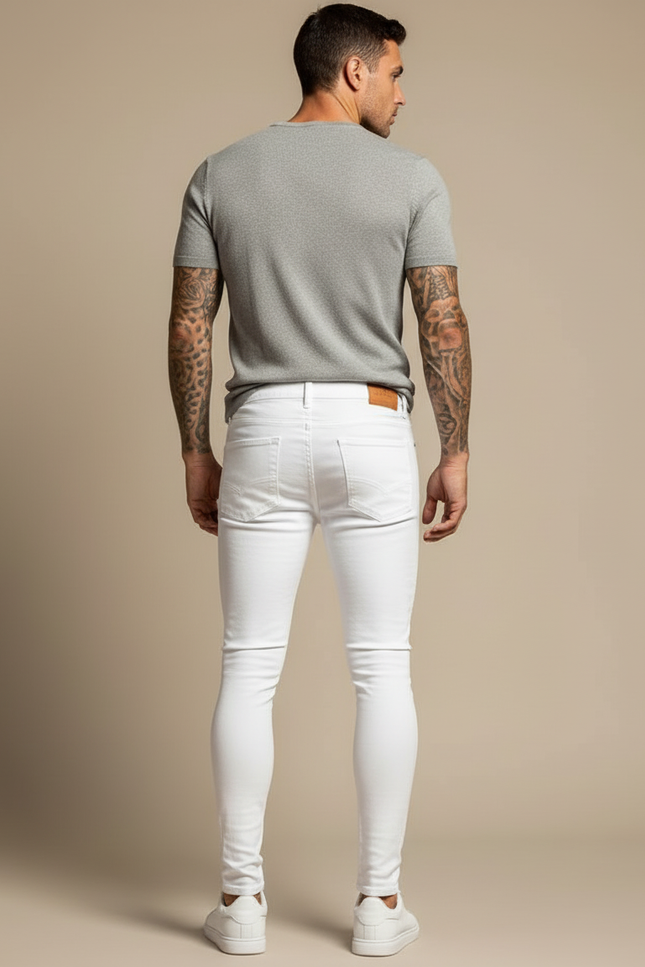 Pantalon Blanc Déchiré Skinny Denim Homme - Jean - vue 2