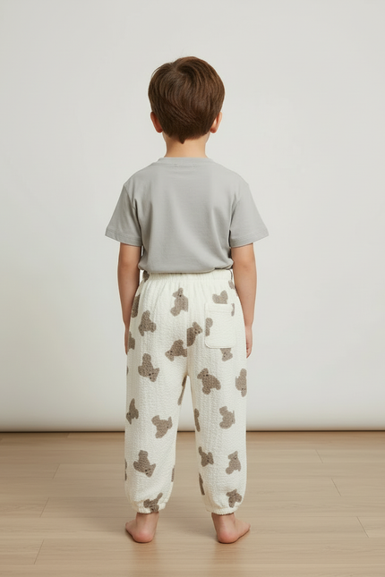 Pantalon Blanc Ample Respirant Oursons Coton Enfants - Imprimé - vue 2
