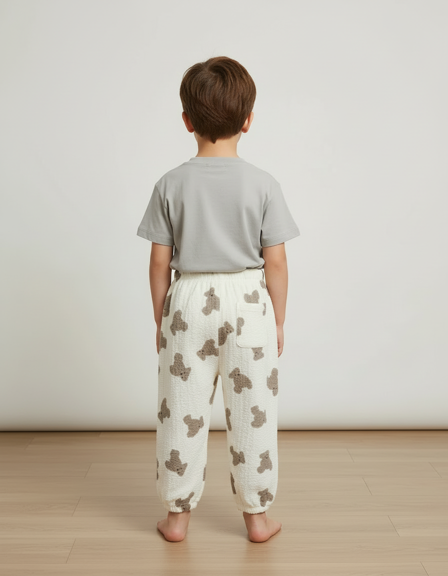 Pantalon Blanc Ample Respirant Oursons Coton Enfants - Imprimé - vue 2