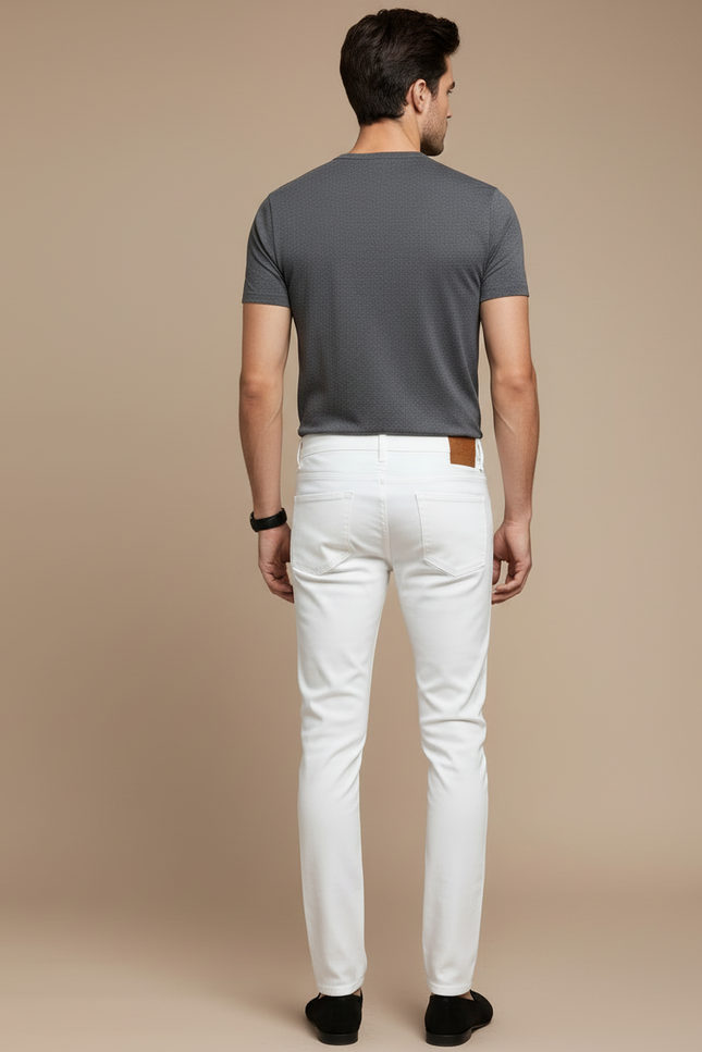 Pantalon Blanc Homme Slim Coton Stretch Casual - vue 2