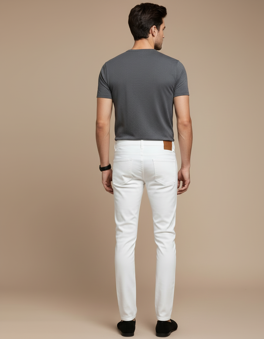 Pantalon Blanc Homme Slim Coton Stretch Casual - vue 2