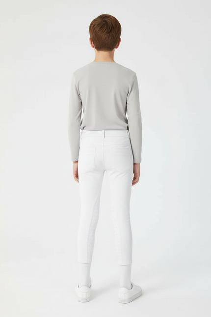 Pantalon Blanc Équestre Enfant Silicone Adhérent Slim - Polyester - vue 2