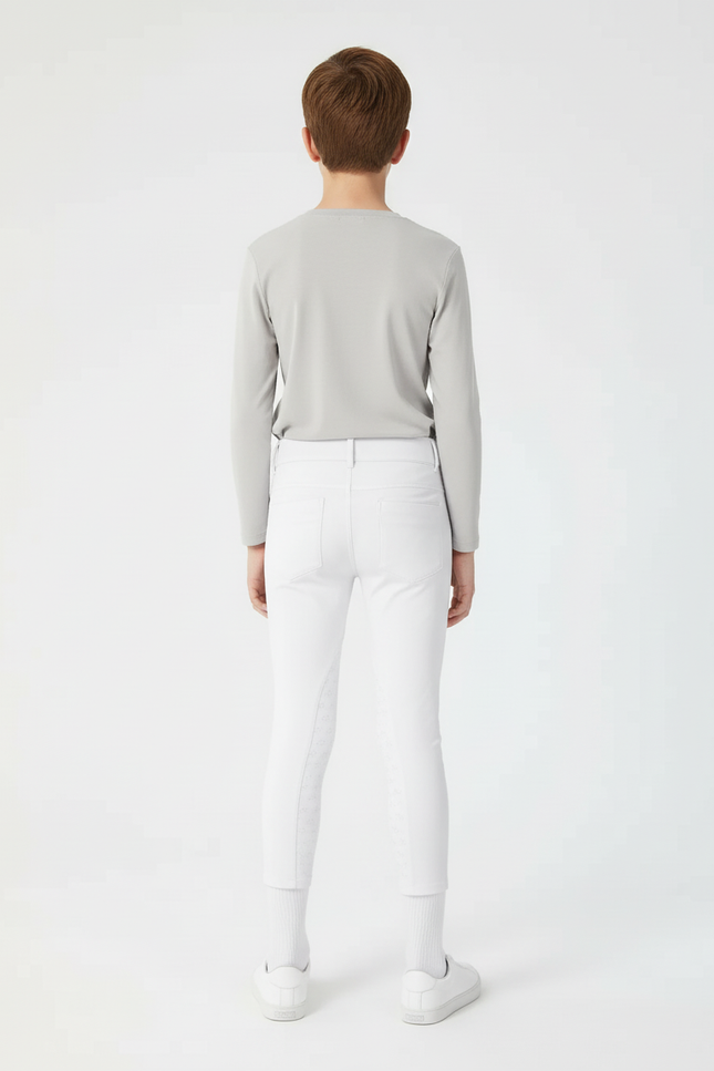 Pantalon Blanc Équestre Enfant Silicone Adhérent Slim - Polyester - vue 2