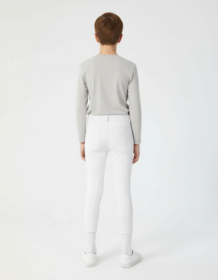Pantalon Blanc Équestre Enfant Silicone Adhérent Slim - Polyester - vue 2