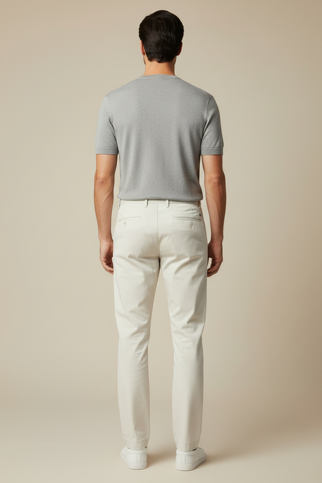 Pantalon Blanc Coton Slim Casual Homme - Beige - vue 2