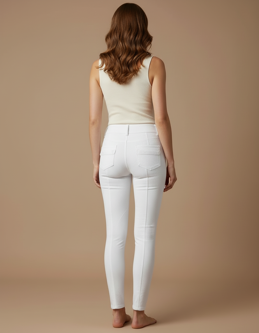 Pantalon Blanc Stretch Slim Équestre Femme - Polyester - vue 2